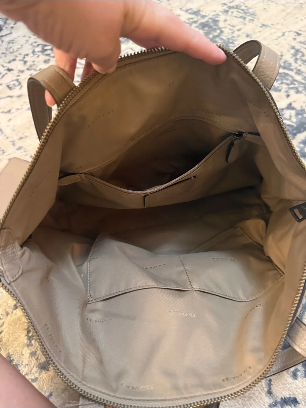Coach Pebbled Leather Tote in Taupe Gray